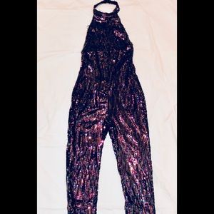 halter sequin backless jumpsuit
